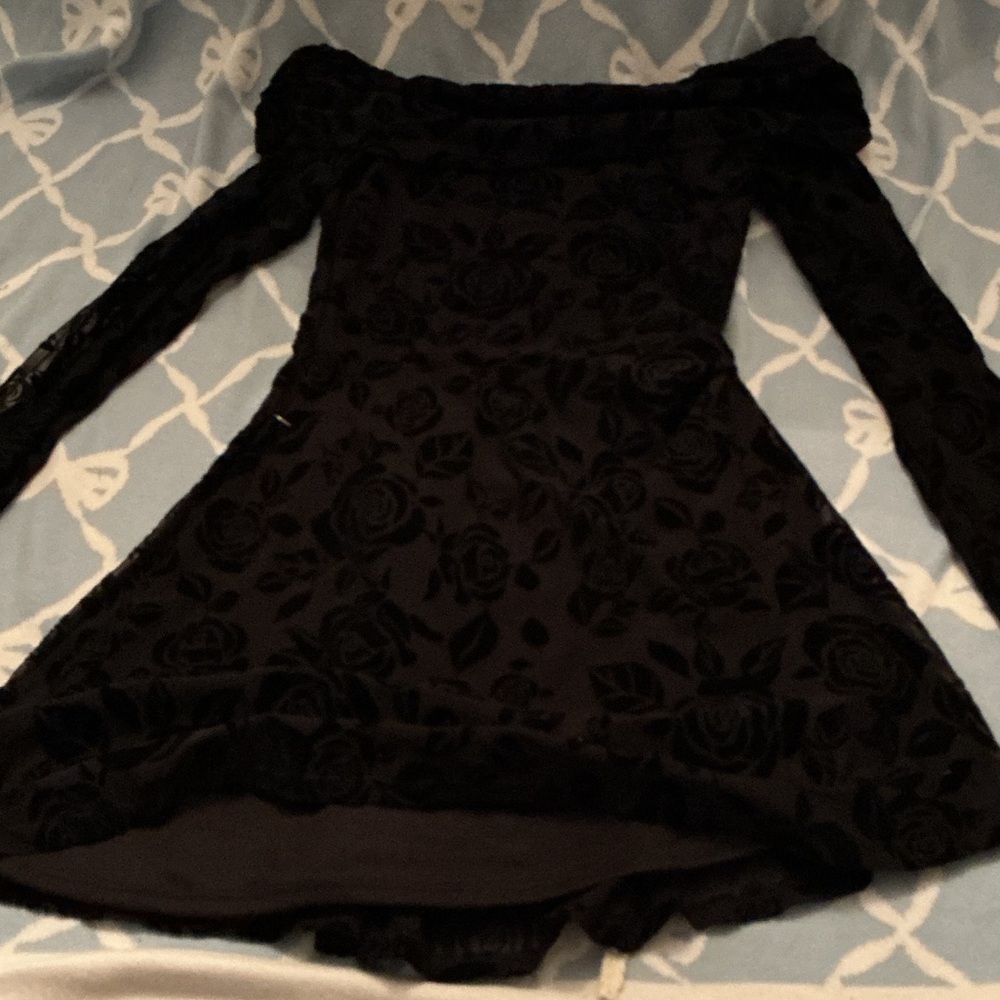 Black Floral Long Sleeve Dress